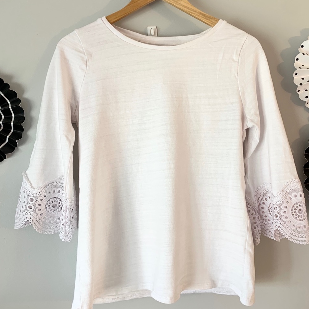 Loft white top with lace detail